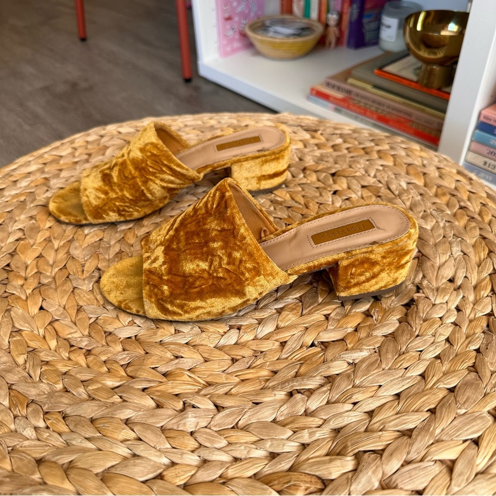 Crushed Velvet Gold Mules